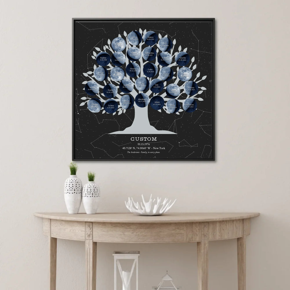 Custom-Blue-Moon-Phase-Family-Tree-Wall-Art-ARTFULANE-framed-square-canvas-lifestyle