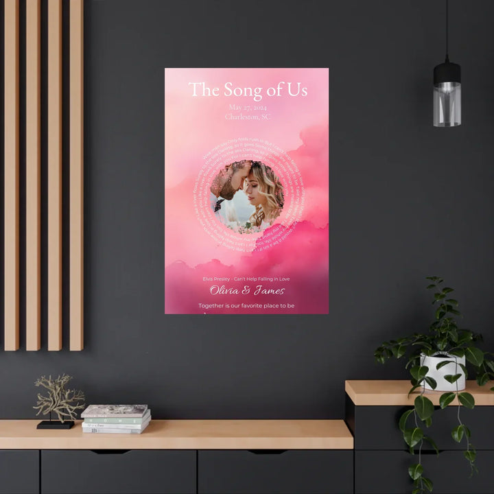 Custom Song Lyrics Wall Art with Photo - Personalized Gift for Couples -24x36 metal art sign on wall-ARTFULANE