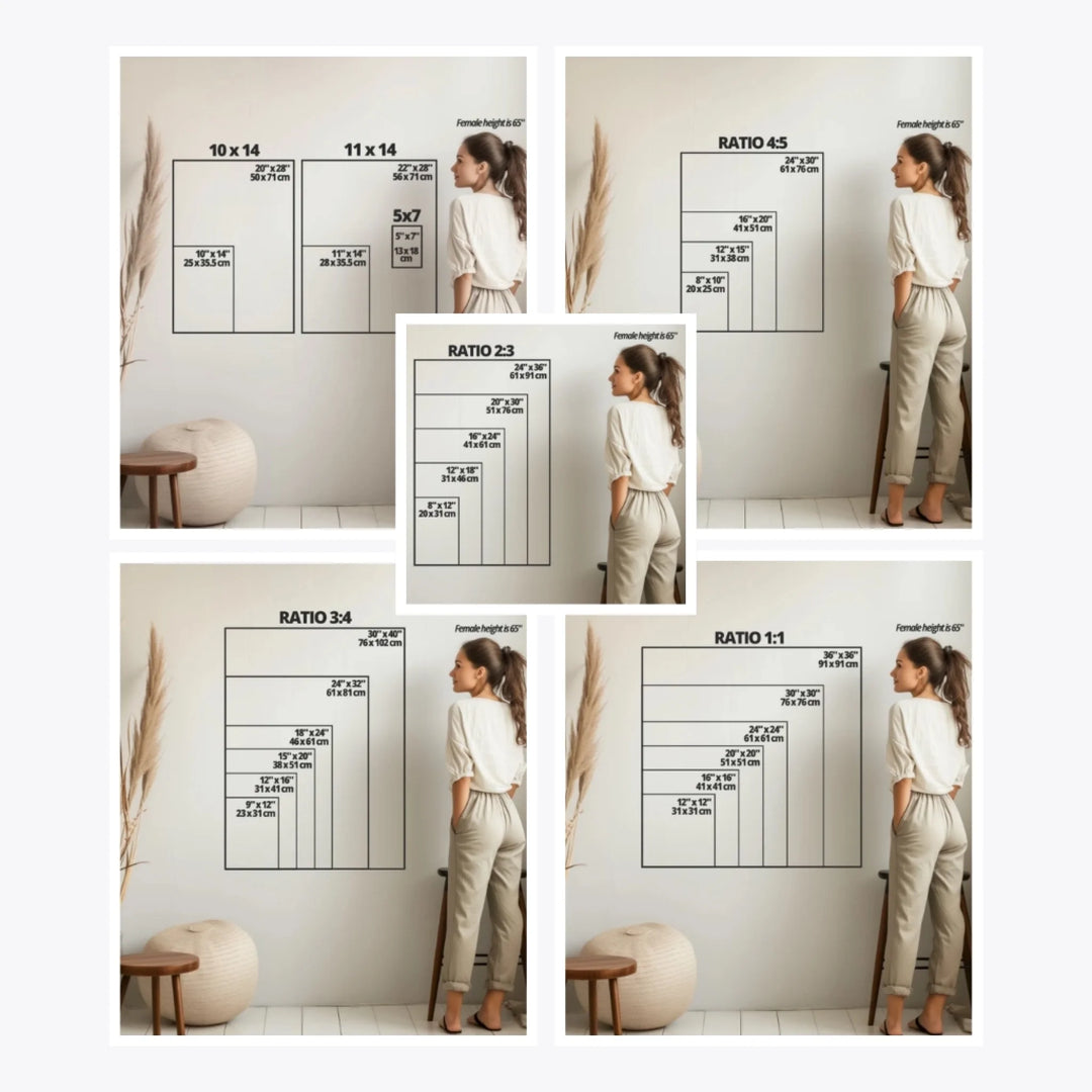 Wall Art Size Guide Comparison-ARTFULANE