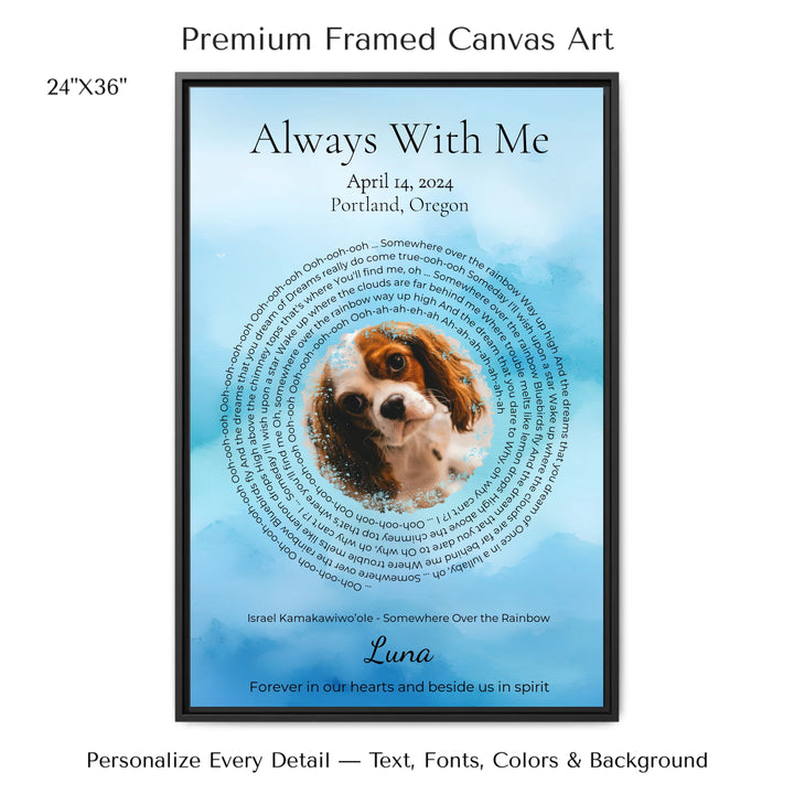 Custom Song Lyrics Wall Art with Photo - Pet Memorial Gift -24x36 framed canvas-ARTFULANE