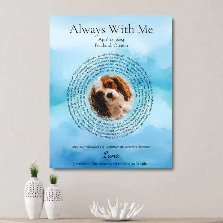 Custom Song Lyrics Wall Art with Photo - Pet Memorial Gift -on wall-ARTFULANE
