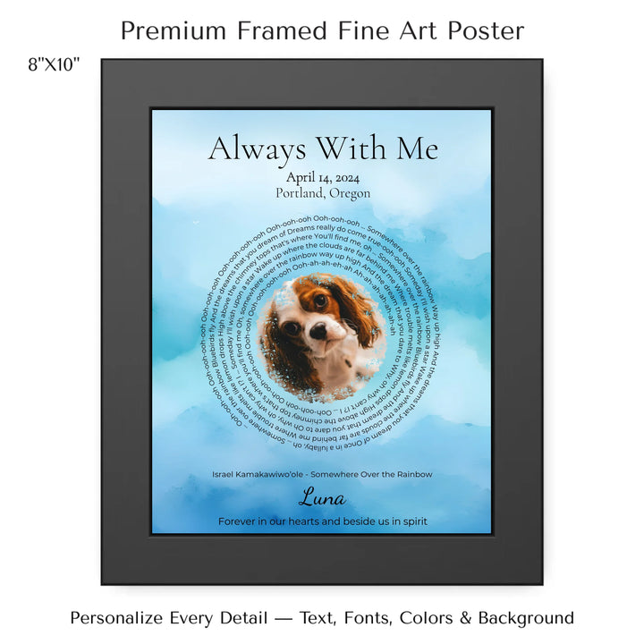 Custom Song Lyrics Wall Art with Photo - Pet Memorial Gift -8x10 framed poster-ARTFULANE