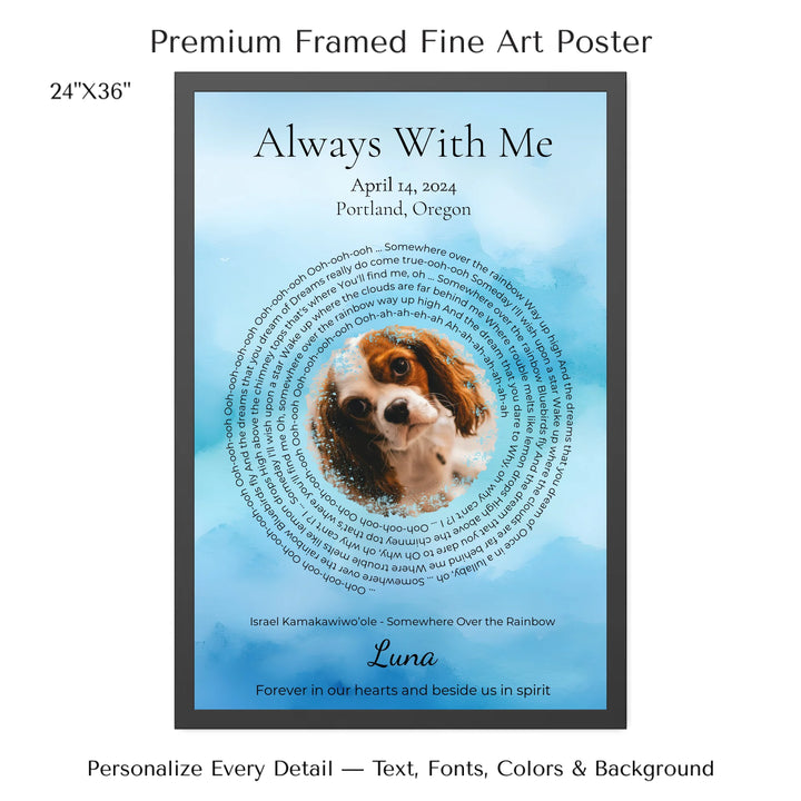 Custom Song Lyrics Wall Art with Photo - Pet Memorial Gift -24x36 framed poster-ARTFULANE