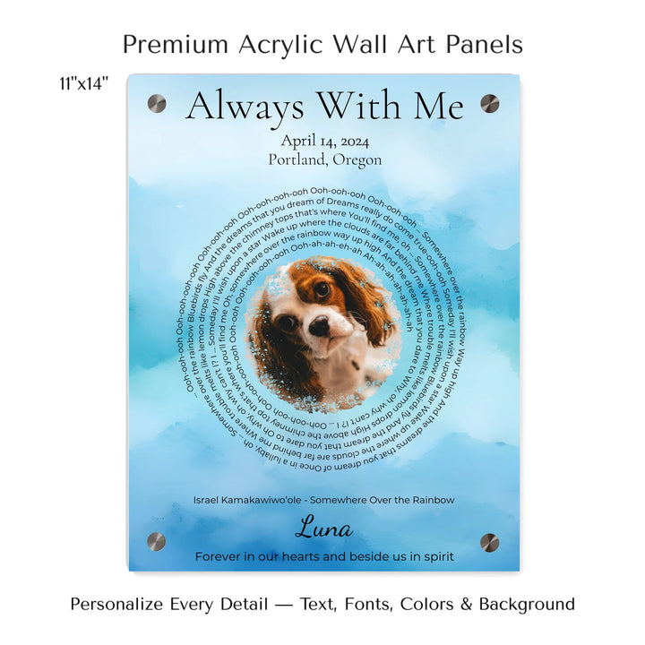 Custom Song Lyrics Wall Art with Photo - Pet Memorial Gift -11x14 acrylic panel print-ARTFULANE