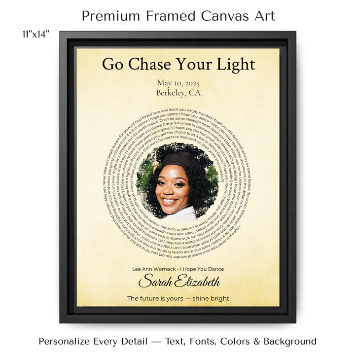 Custom Song Lyrics Wall Art with Photo - Personalized Gift for Graduate -11x14 framed canvas-ARTFULANE