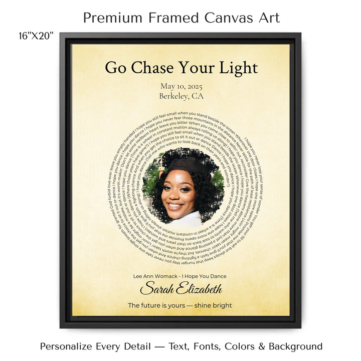 Custom Song Lyrics Wall Art with Photo - Personalized Gift for Graduate -16x20 framed canvas-ARTFULANE