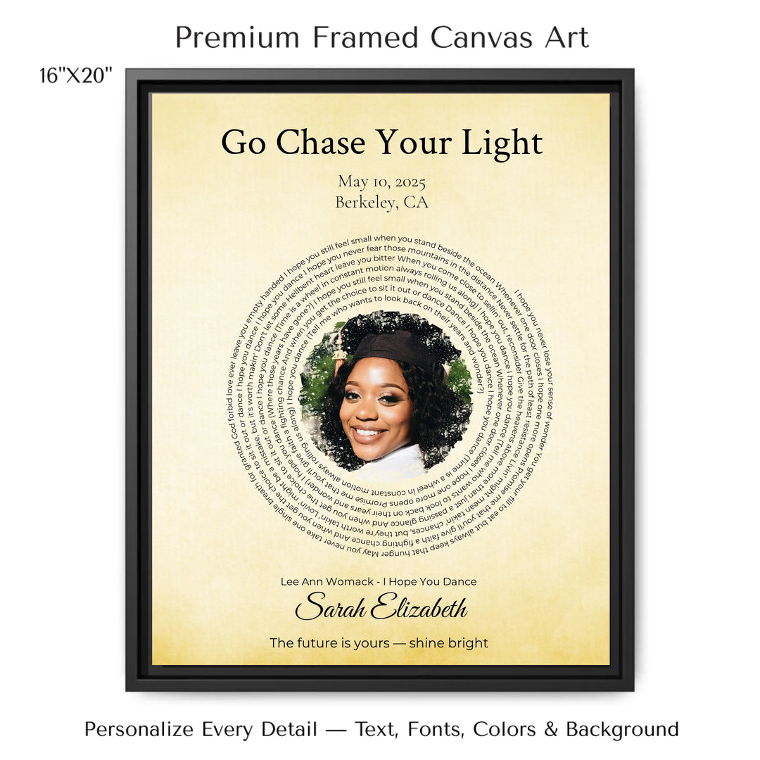 Custom Song Lyrics Wall Art with Photo - Personalized Gift for Graduate -16x20 framed canvas-ARTFULANE