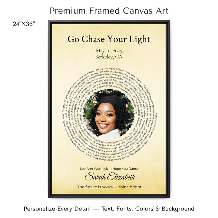 Custom Song Lyrics Wall Art with Photo - Personalized Gift for Graduate -24x36 framed canvas-ARTFULANE