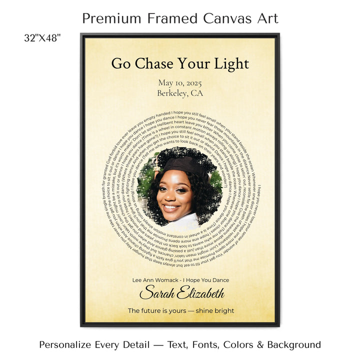 Custom Song Lyrics Wall Art with Photo - Personalized Gift for Graduate -32x48 framed canvas-ARTFULANE