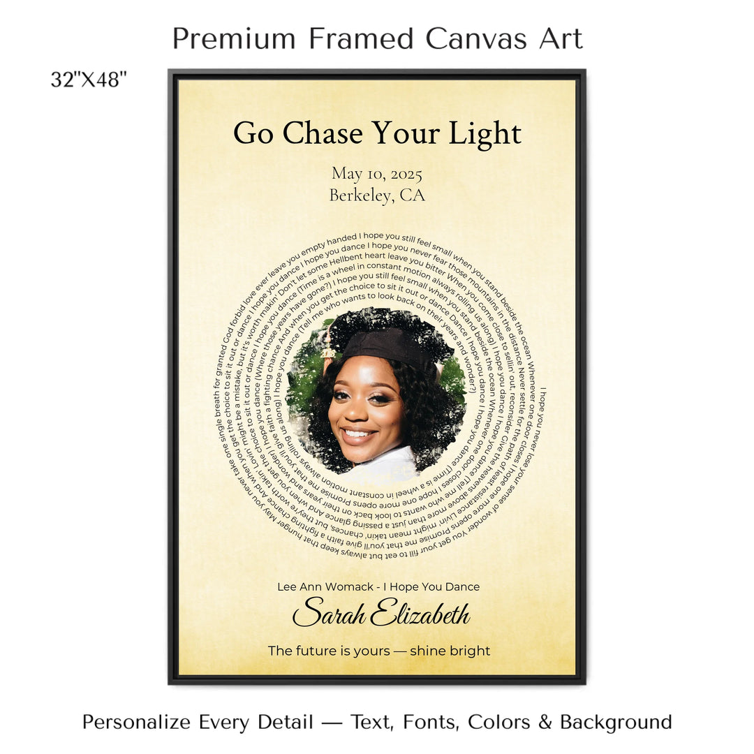 Custom Song Lyrics Wall Art with Photo - Personalized Gift for Graduate -32x48 framed canvas-ARTFULANE