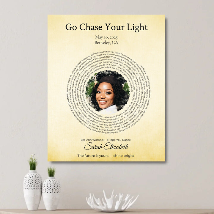 Custom Song Lyrics Wall Art with Photo - Personalized Gift for Graduate -on wall-ARTFULANE