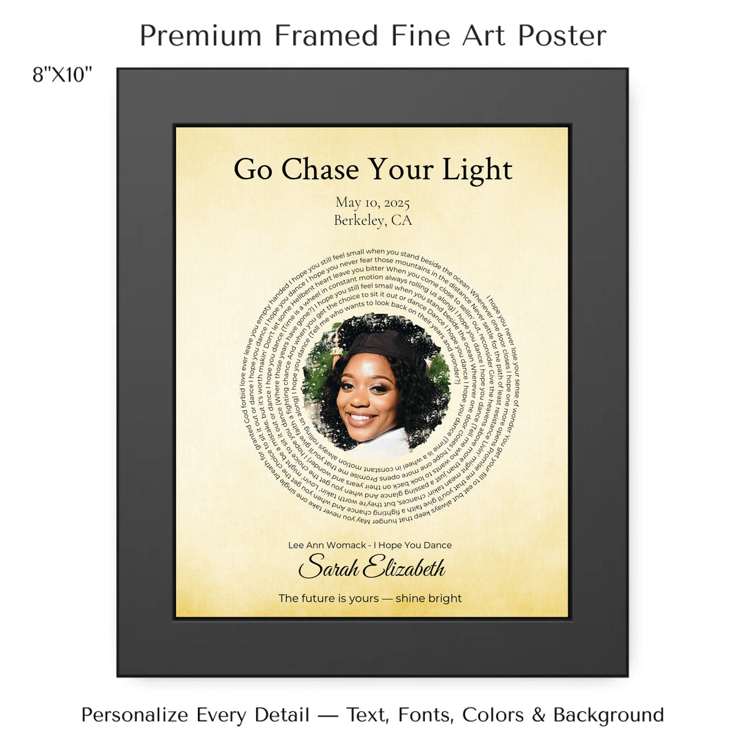 Custom Song Lyrics Wall Art with Photo - Personalized Gift for Graduate -8x10 framed poster-ARTFULANE