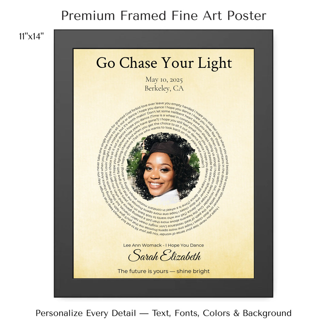 Custom Song Lyrics Wall Art with Photo - Personalized Gift for Graduate -11x14 framed poster-ARTFULANE