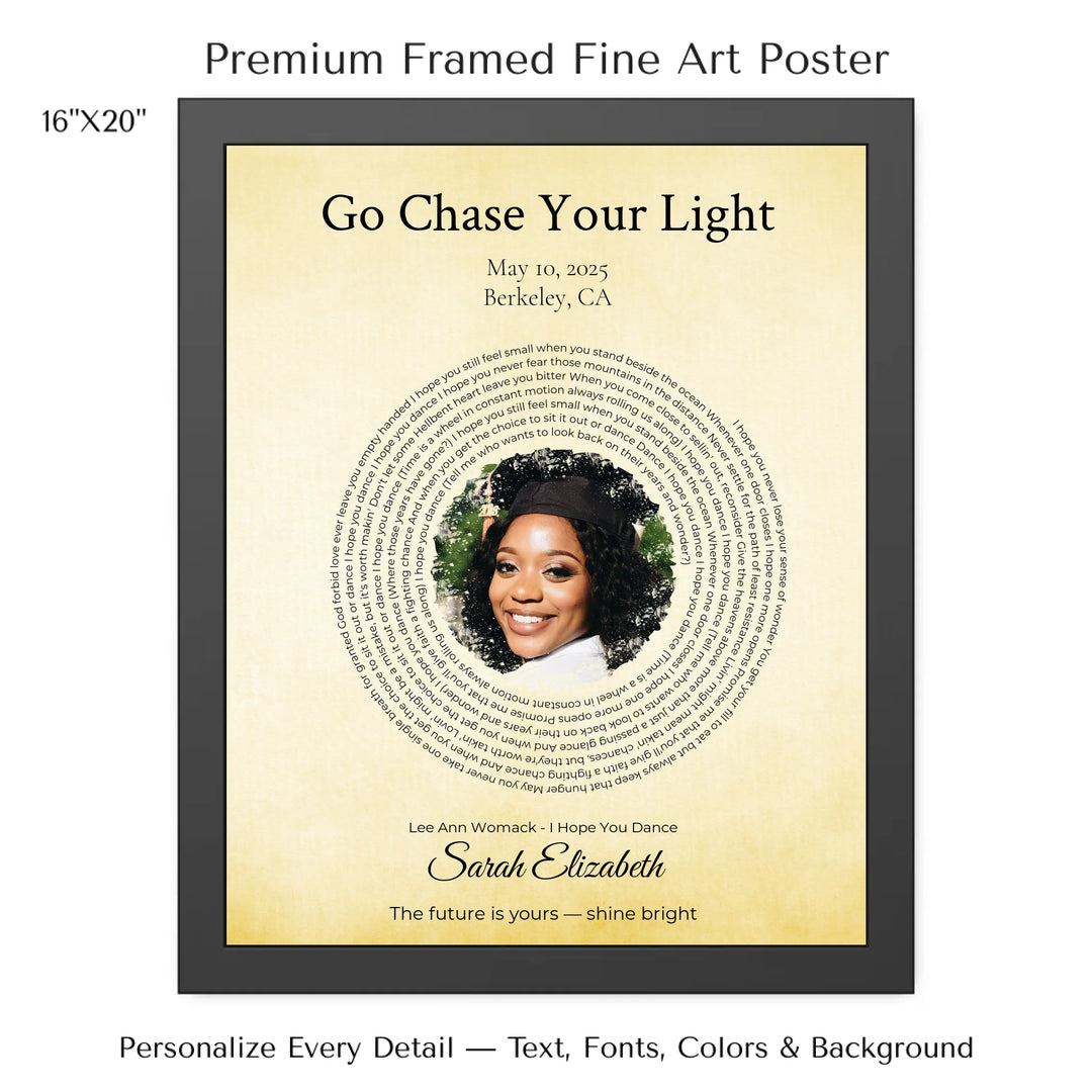 Custom Song Lyrics Wall Art with Photo - Personalized Gift for Graduate -16x20 framed poster-ARTFULANE