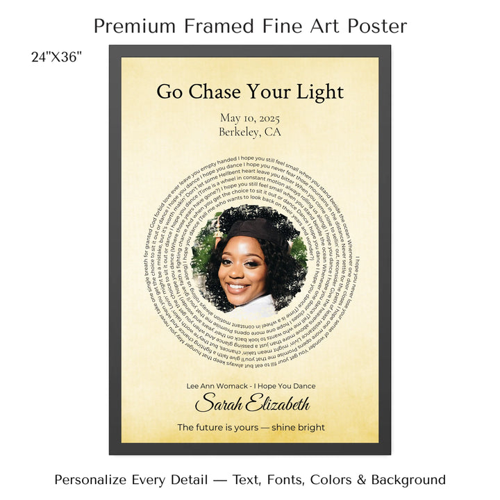 Custom Song Lyrics Wall Art with Photo - Personalized Gift for Graduate -24x36 framed poster-ARTFULANE