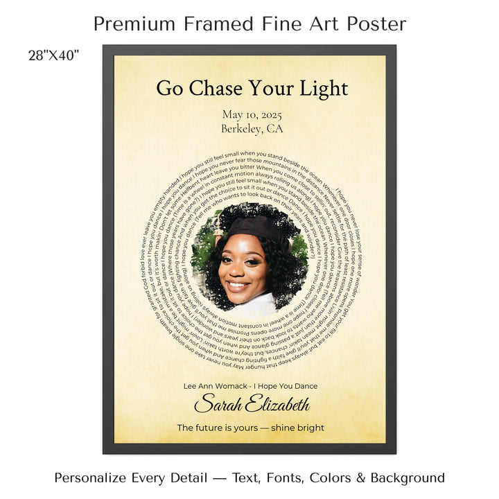 Custom Song Lyrics Wall Art with Photo - Personalized Gift for Graduate -28x40 framed poster-ARTFULANE