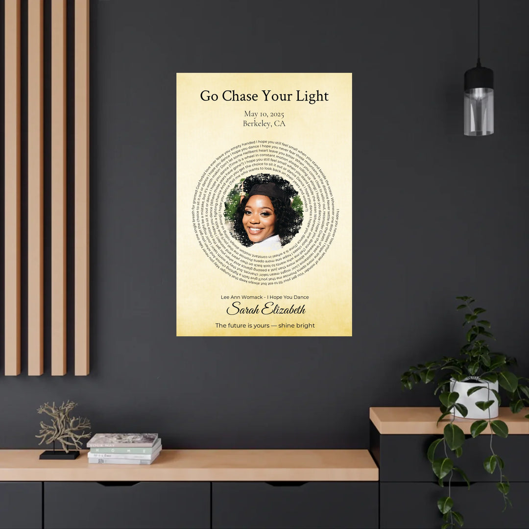 Custom Song Lyrics Wall Art with Photo - Personalized Gift for Graduate -24x36 metal art sign on wall-ARTFULANE