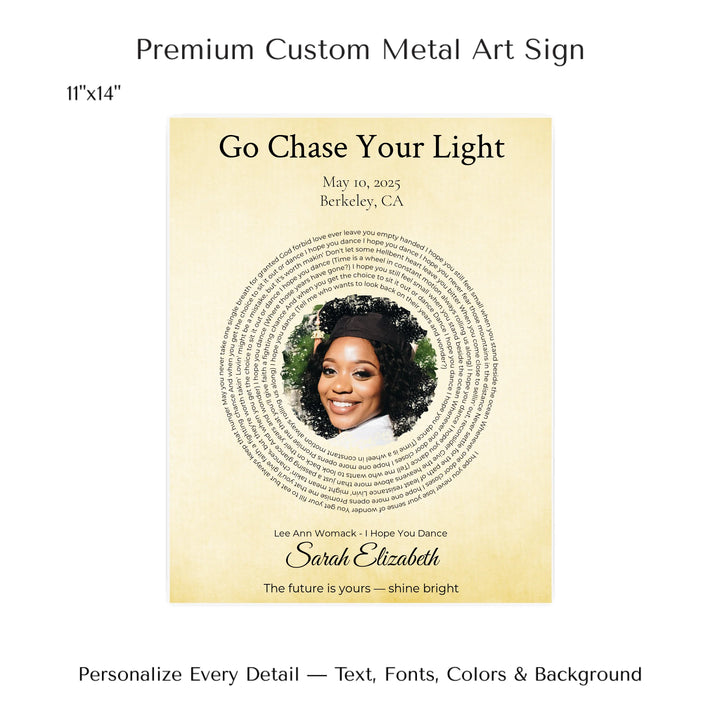 Custom Song Lyrics Wall Art with Photo - Personalized Gift for Graduate -11x14 metal art sign-ARTFULANE