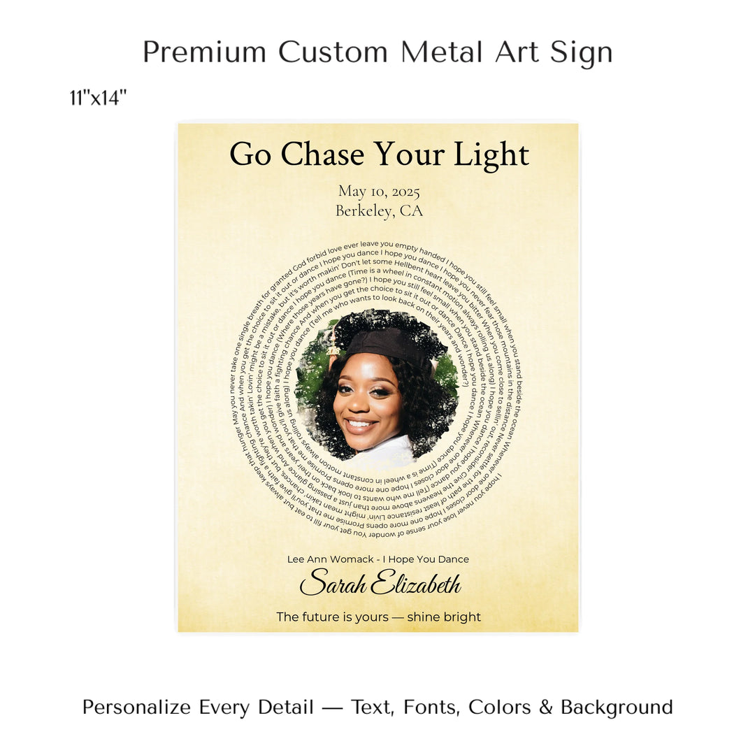 Custom Song Lyrics Wall Art with Photo - Personalized Gift for Graduate -11x14 metal art sign-ARTFULANE