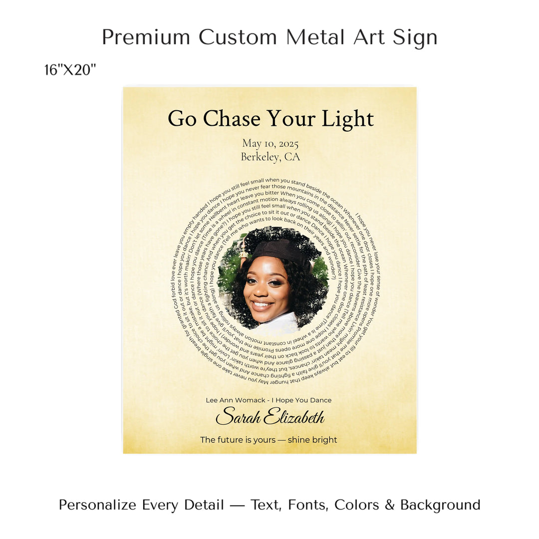 Custom Song Lyrics Wall Art with Photo - Personalized Gift for Graduate -16x20 metal art sign-ARTFULANE