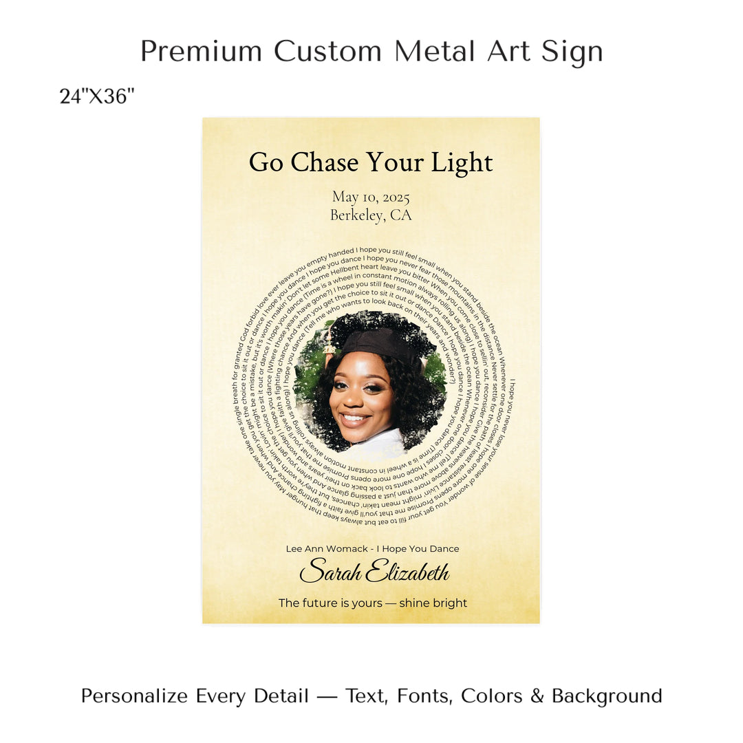Custom Song Lyrics Wall Art with Photo - Personalized Gift for Graduate -24x36 metal art sign-ARTFULANE