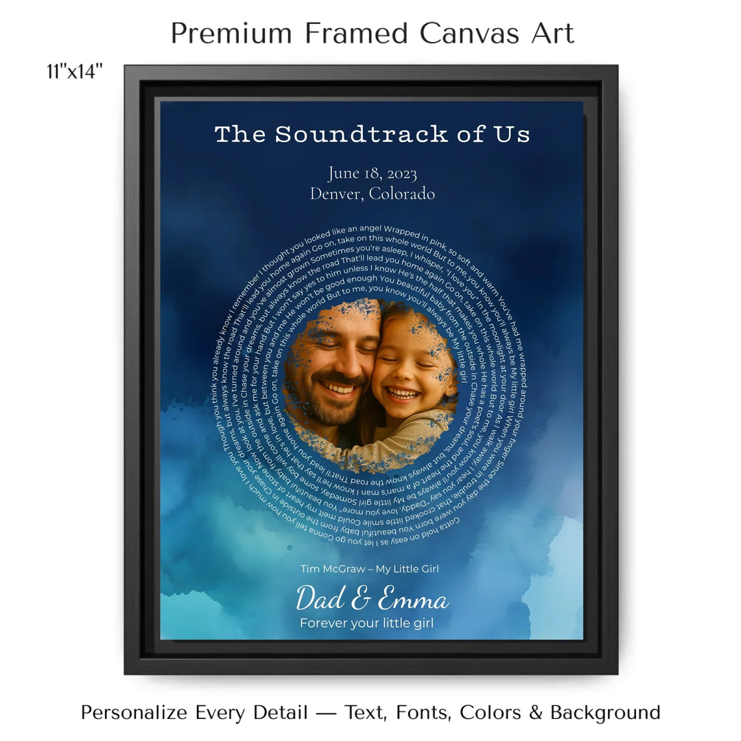 Custom Song Lyrics Wall Art with Photo – Personalized Gift for Dad -11x14 framed canvas-ARTFULANE