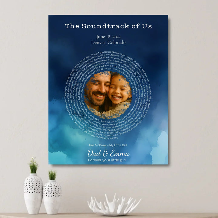Custom Song Lyrics Wall Art with Photo – Personalized Gift for Dad -on wall-ARTFULANE
