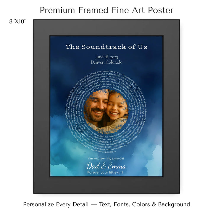 Custom Song Lyrics Wall Art with Photo – Personalized Gift for Dad -8x10 framed poster-ARTFULANE