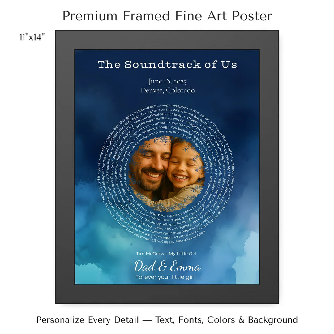 Custom Song Lyrics Wall Art with Photo – Personalized Gift for Dad -11x14 framed poster-ARTFULANE