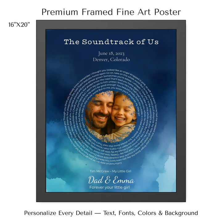 Custom Song Lyrics Wall Art with Photo – Personalized Gift for Dad -16x20 framed poster-ARTFULANE