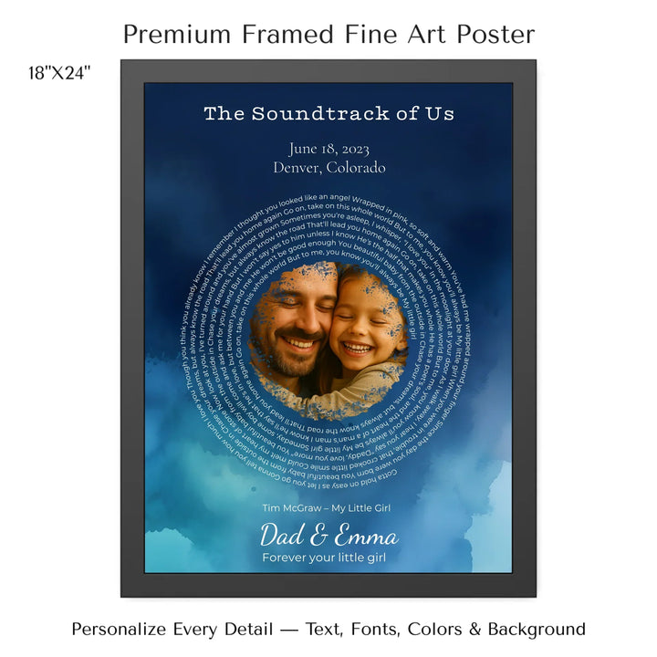 Custom Song Lyrics Wall Art with Photo – Personalized Gift for Dad -18x24 framed poster-ARTFULANE