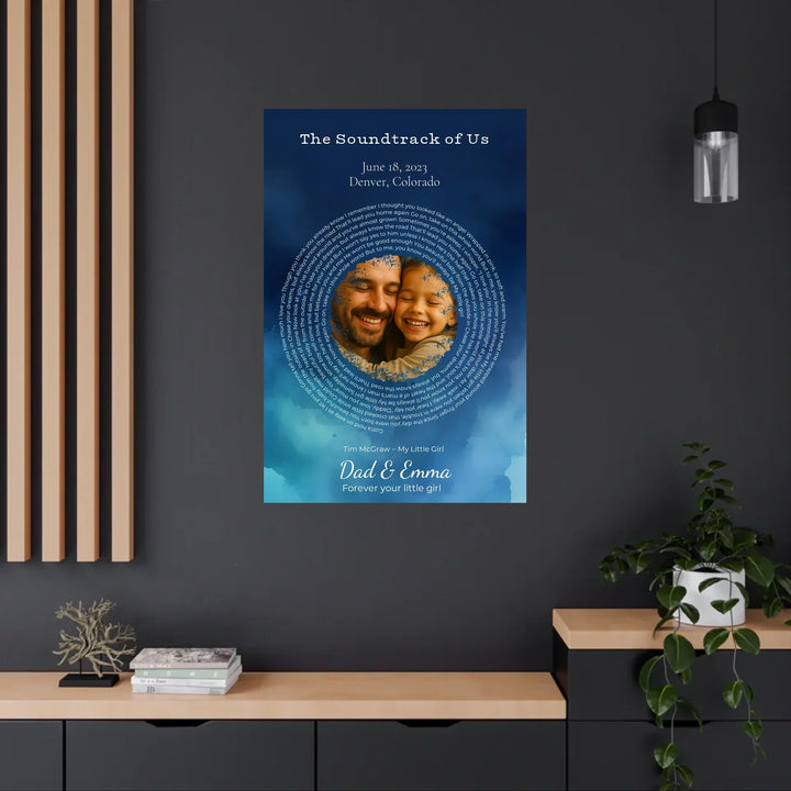 Custom Song Lyrics Wall Art with Photo – Personalized Gift for Dad -24x36 metal art sign on wall-ARTFULANE