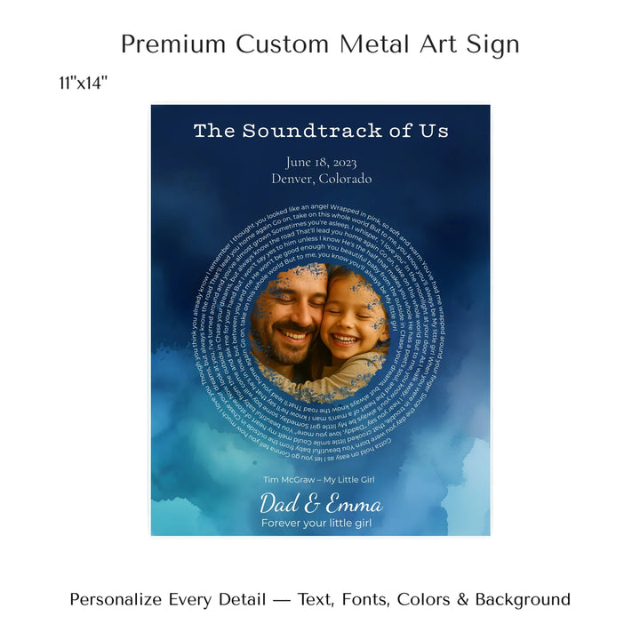 Custom Song Lyrics Wall Art with Photo – Personalized Gift for Dad -11x14 metal art sign-ARTFULANE