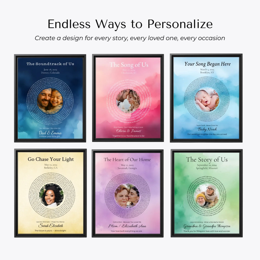 Custom Song Lyrics Wall Art with Photo -Endless ways to personalize-ARTFULANE