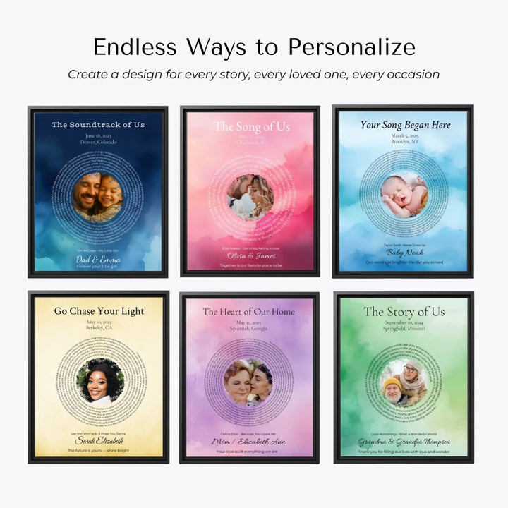 Custom Song Lyrics Wall Art with Photo -Endless ways to personalize-ARTFULANE