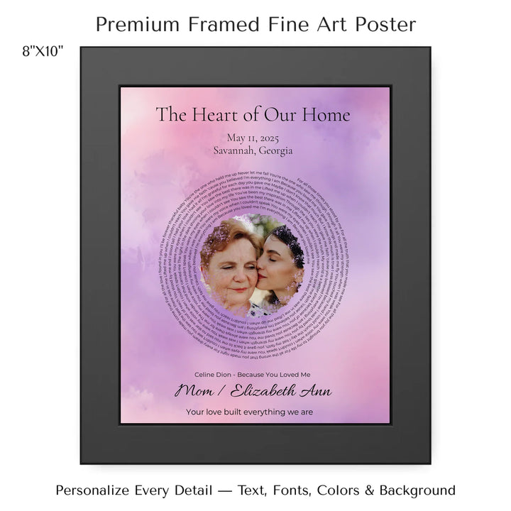 Romantic Custom Wall Art with Photo, Song Lyrics & Names-8x10 framed poster-ARTFULANE