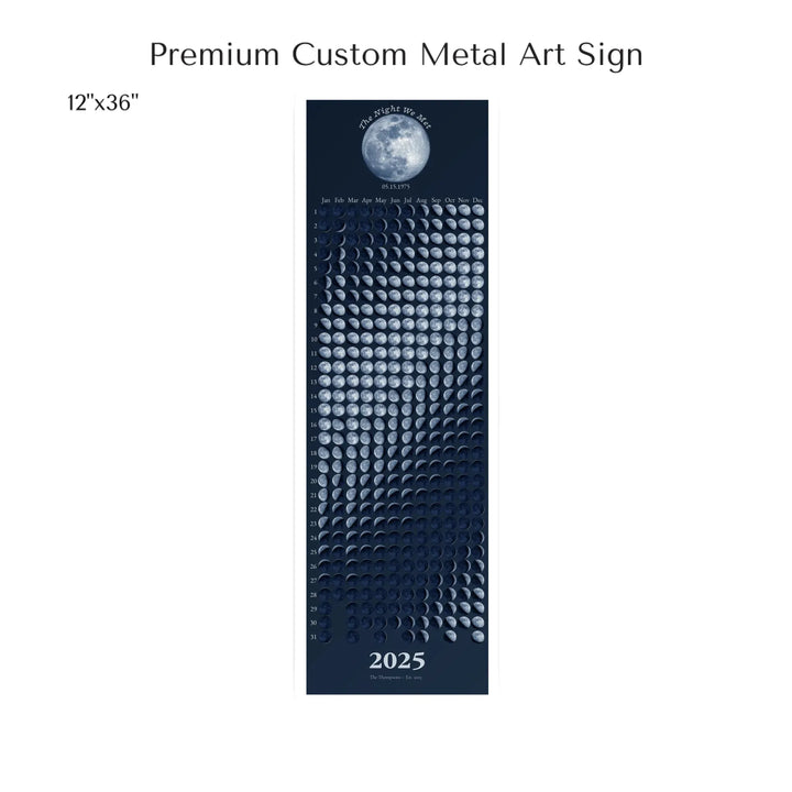 Custom Blue Moon Phase Calendar Wall Art -12x36 metal art sign-ARTFULANE