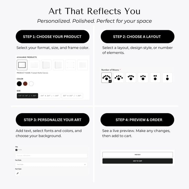 Custom Silver Moon Phase Parent Child Wall Art - How to Customize Wall Art-ARTFULANE