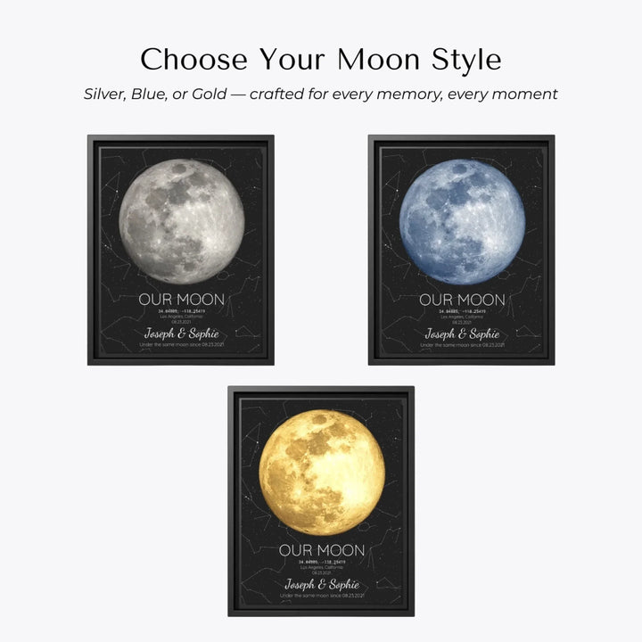 Custom Moon Phase & Star Map Wall Art -Choose Your Moon Style-ARTFULANE