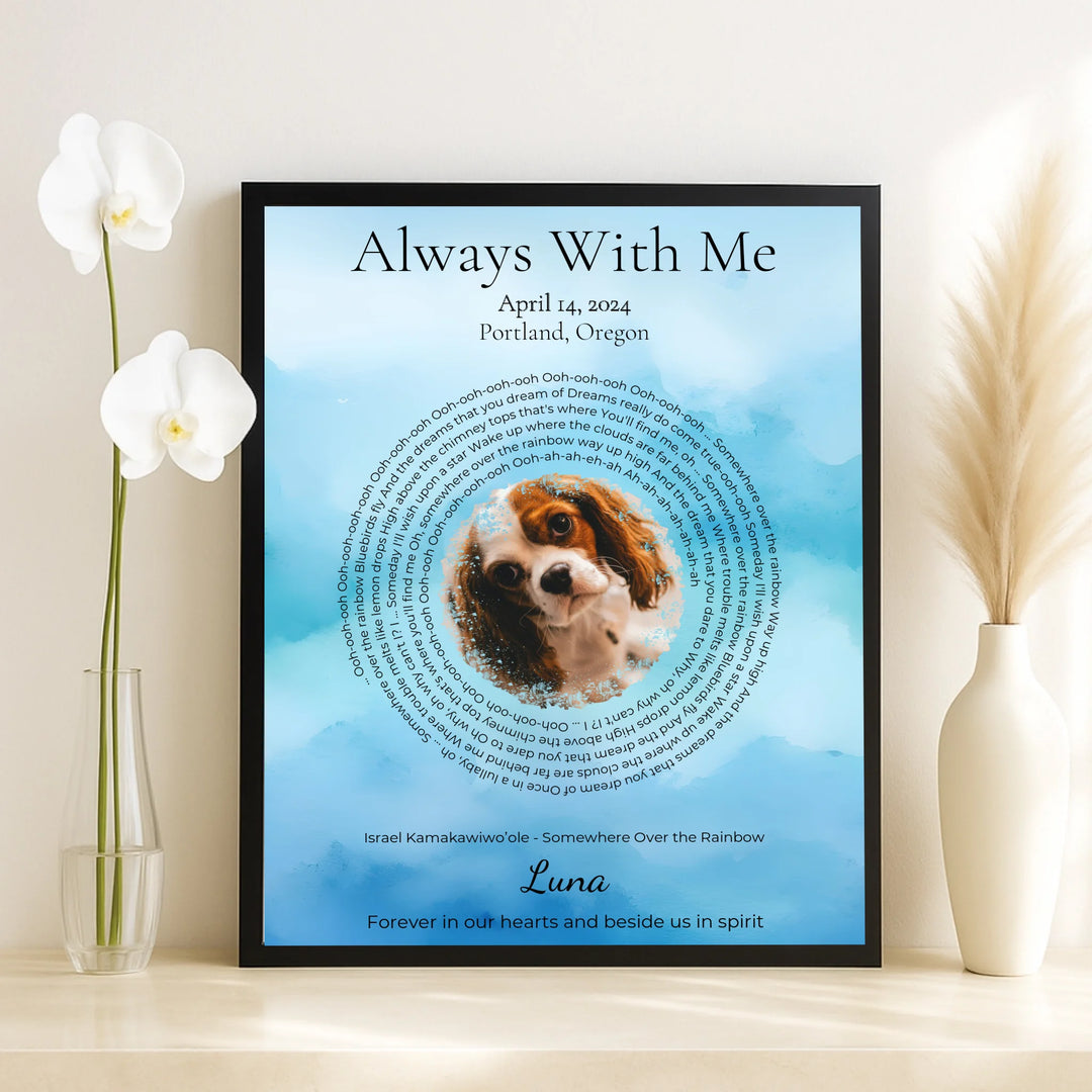 Custom Song Lyrics Wall Art with Photo - Pet Memorial Gift -framed canvas on table-ARTFULANE