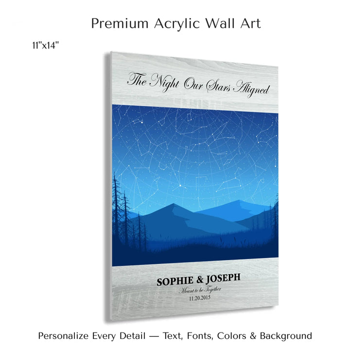 Custom Blue Landscape Star Map Wall Art - 11x14 acrylic print with french cleat-ARTFULANE