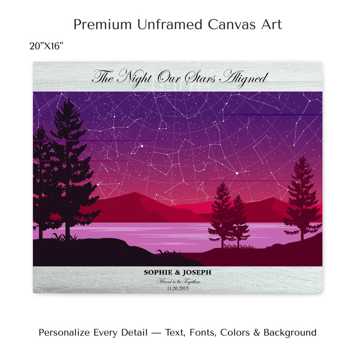 Custom Purple Landscape Star Map Wall Art -20x16 stretched canvas-ARTFULANE