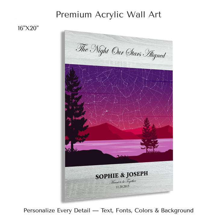 Custom Purple Landscape Star Map Wall Art -16x20 acrylic print with french cleat-ARTFULANE
