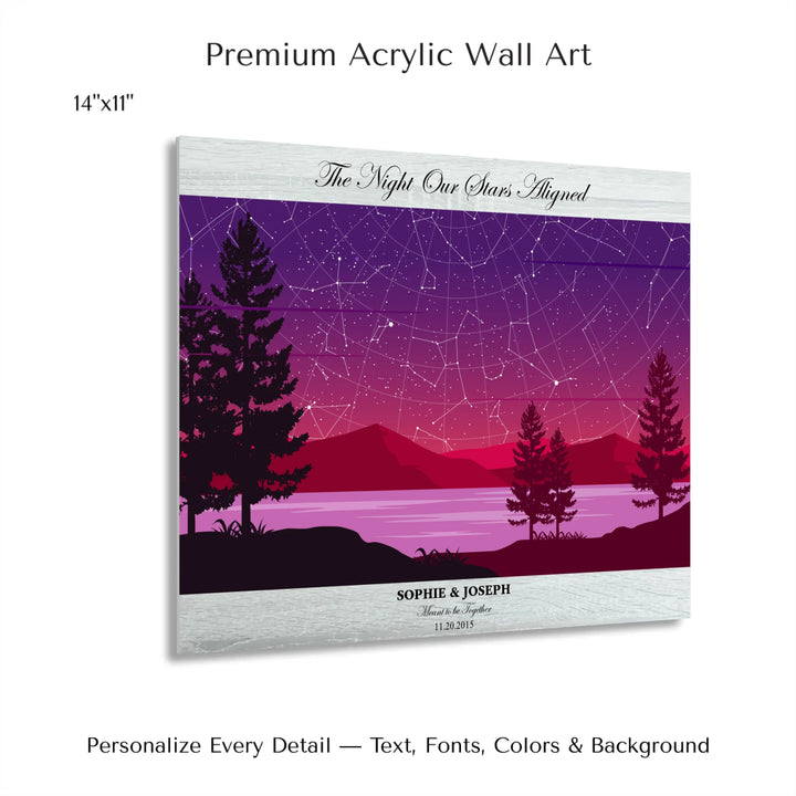 Custom Purple Landscape Star Map Wall Art -14x11 acrylic print with french cleat-ARTFULANE