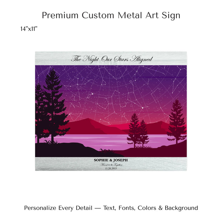 Custom Purple Landscape Star Map Wall Art -14x11 metal art sign-ARTFULANE