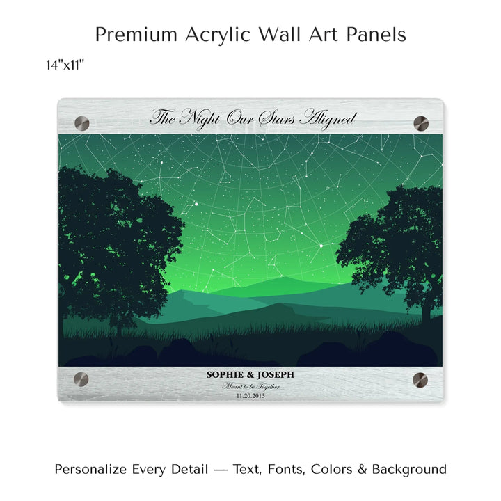Custom Green Landscape Star Map Wall Art -14x11 acrylic panel print-ARTFULANE