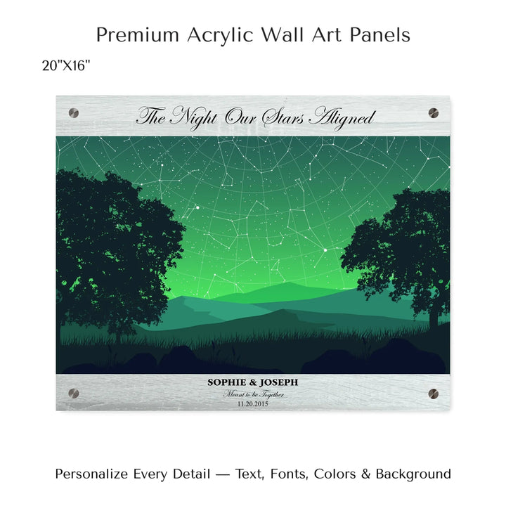 Custom Green Landscape Star Map Wall Art -20x16 acrylic panel print-ARTFULANE