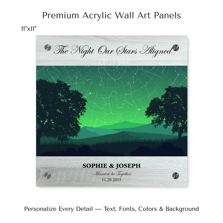 Custom Green Landscape Star Map Wall Art -11x11 acrylic panel print-ARTFULANE