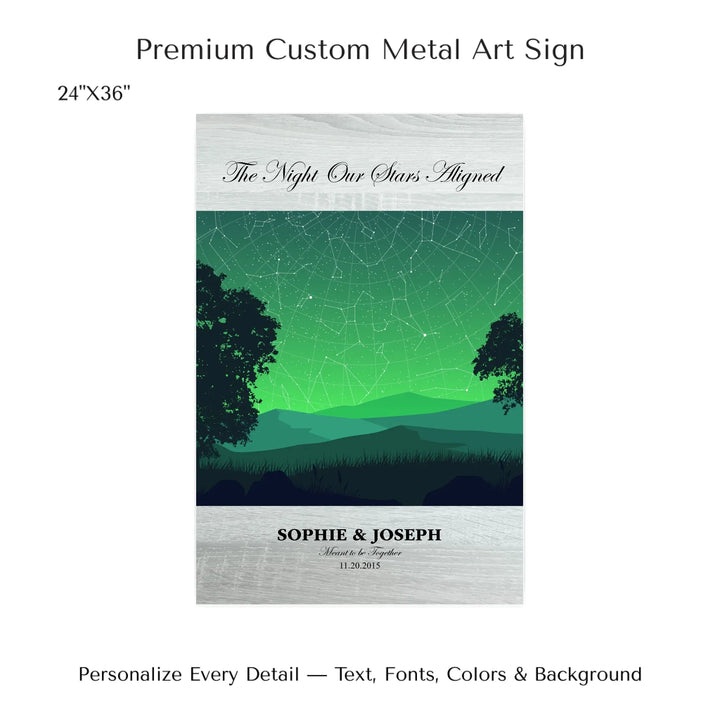 Custom Green Landscape Star Map Wall Art -24x36 metal art sign-ARTFULANE
