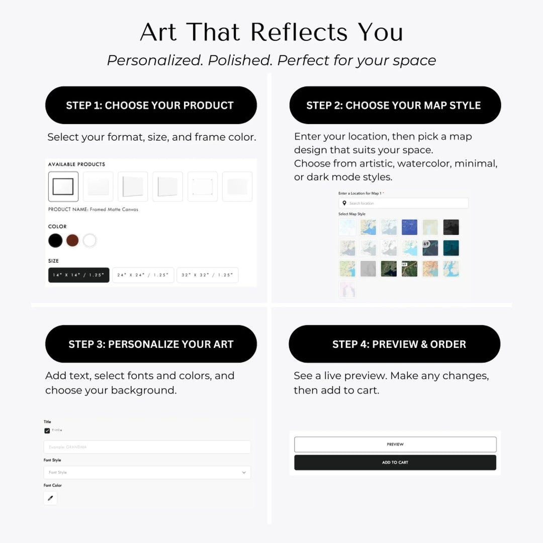 Custom Rectangle Location Map Wall Art -How to Customize Wall Art-ARTFULANE